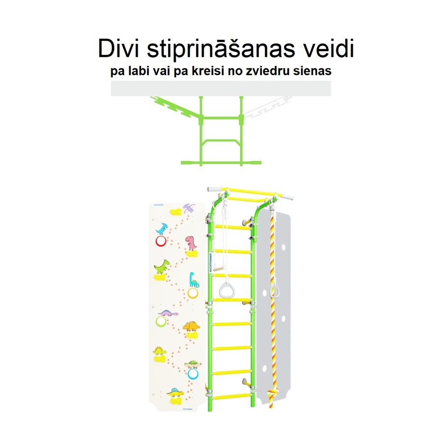 KOMPLEKTS: zviedru siena Top White + kāpšanas siena + sporta paklājs 1*1,5m