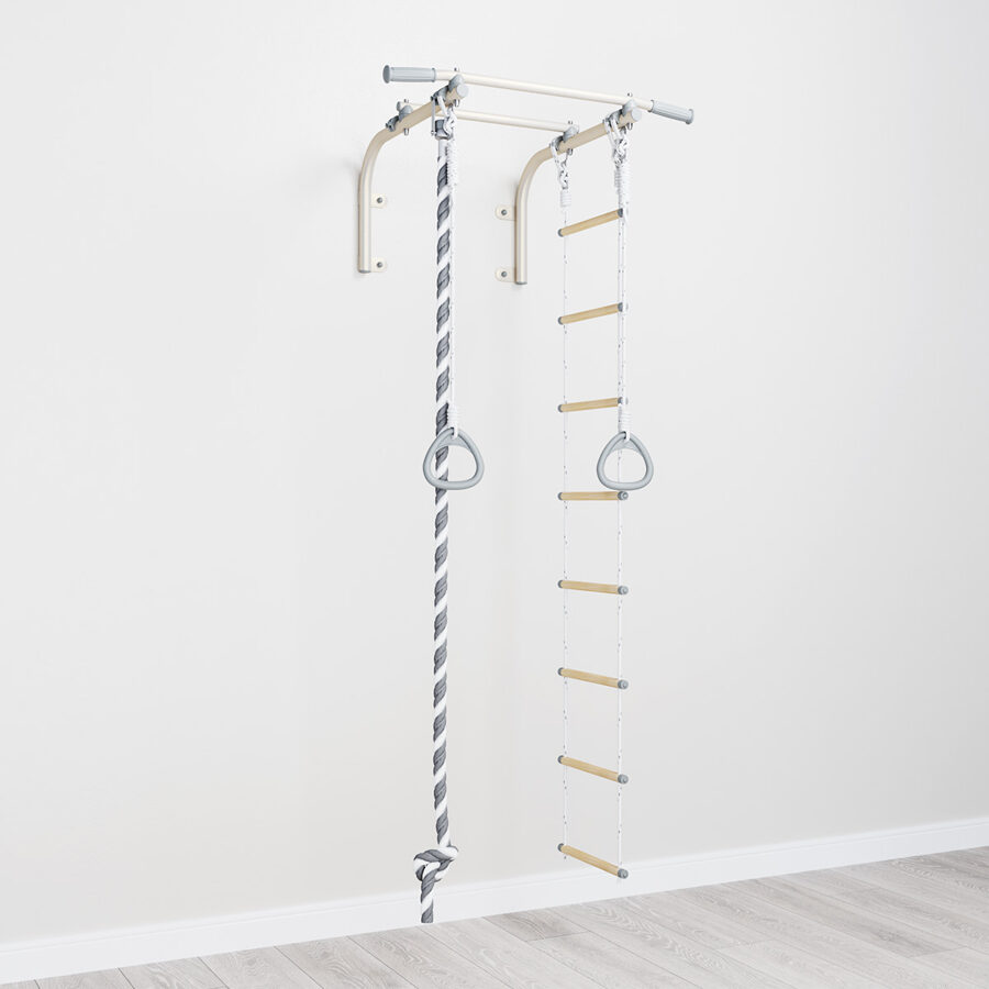 Wall mounted pull up bar with accessories